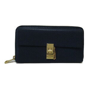 Chloe round long wallet Navy Blue leather Wallet